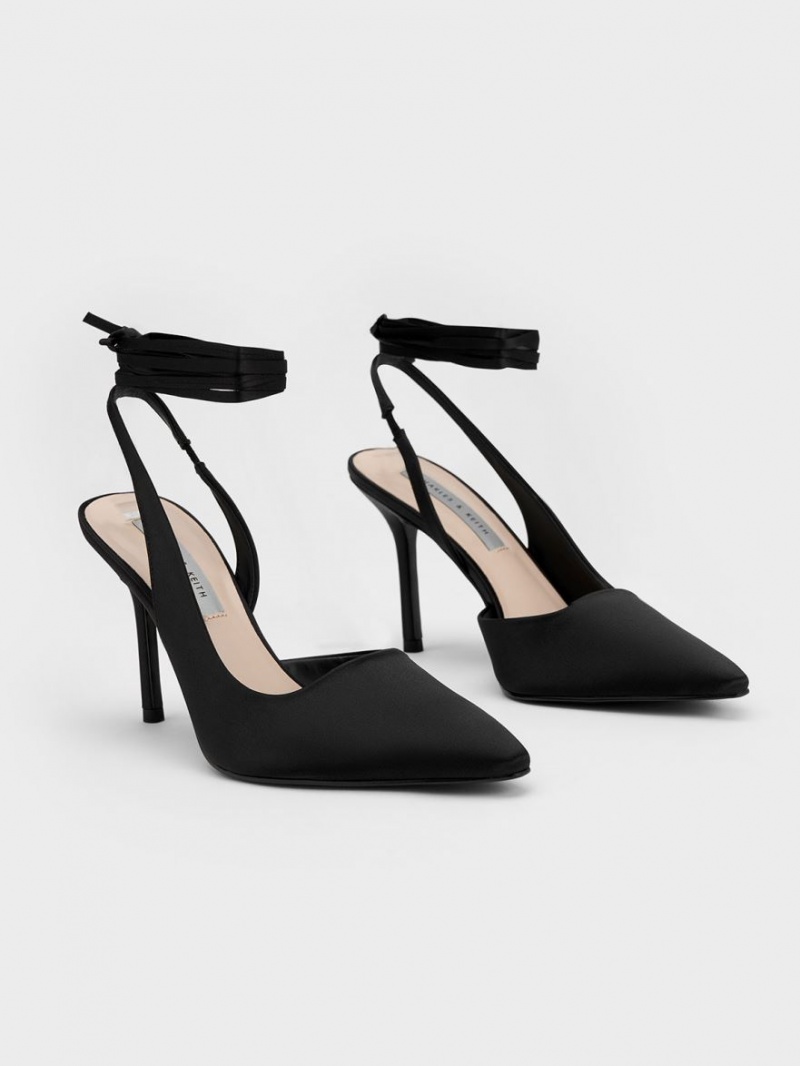 Pumps Charles & Keith Tie-Around Slingback Negrii | 674WFBYAT