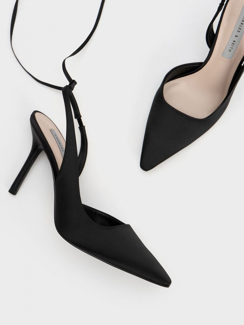 Pumps Charles & Keith Tie-Around Slingback Negrii | 674WFBYAT