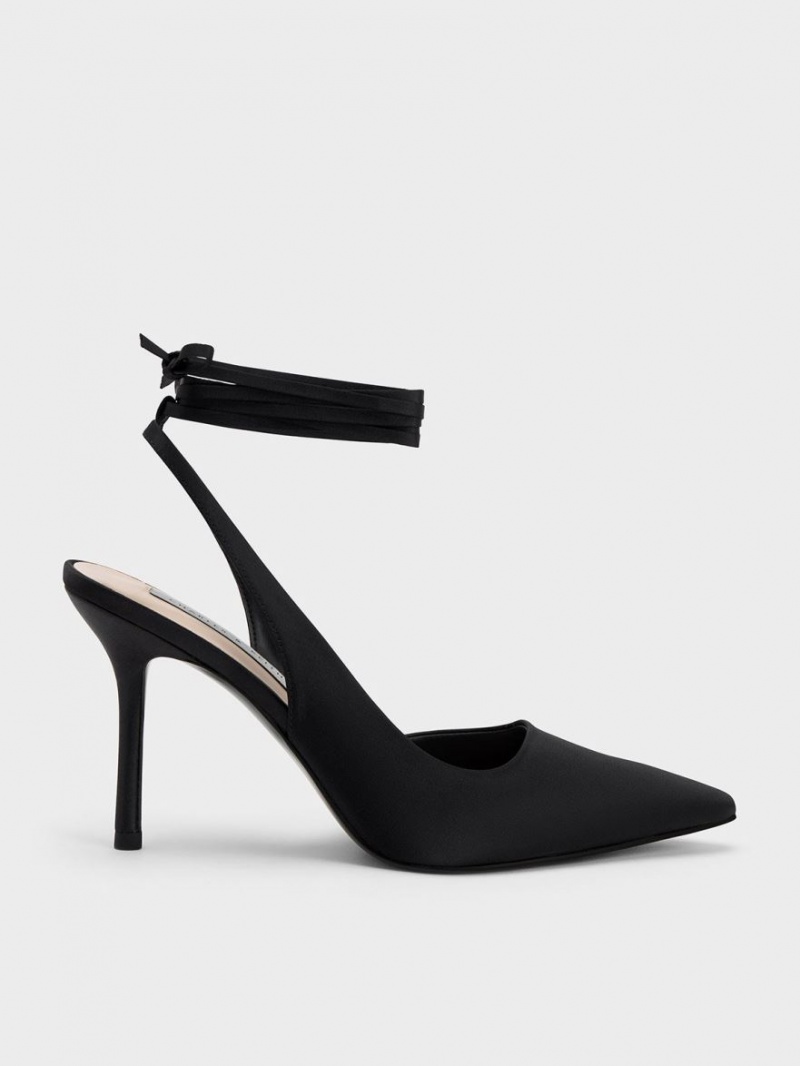 Pumps Charles & Keith Tie-Around Slingback Negrii | 674WFBYAT