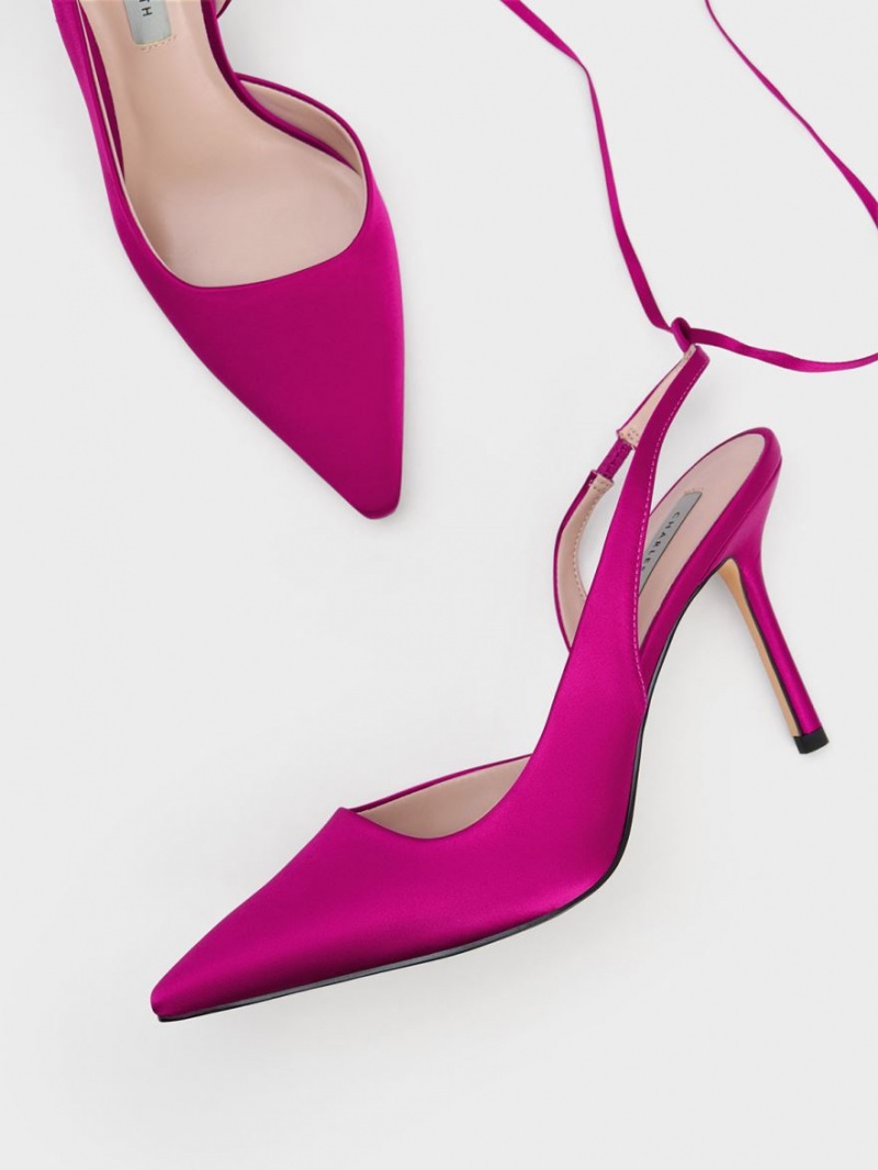 Pumps Charles & Keith Tie-Around Slingback Fucsie | 038SRVHDM