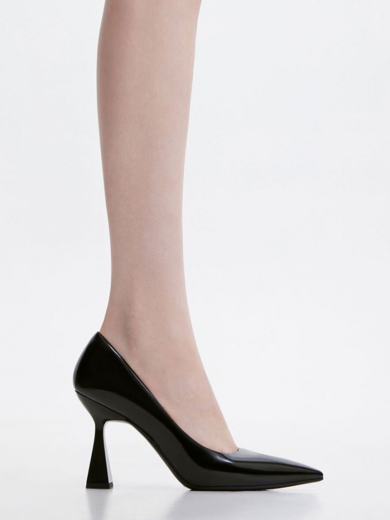 Pumps Charles & Keith Trapeze Heel Pointed-Bombeu Negrii | 098QRVOSI