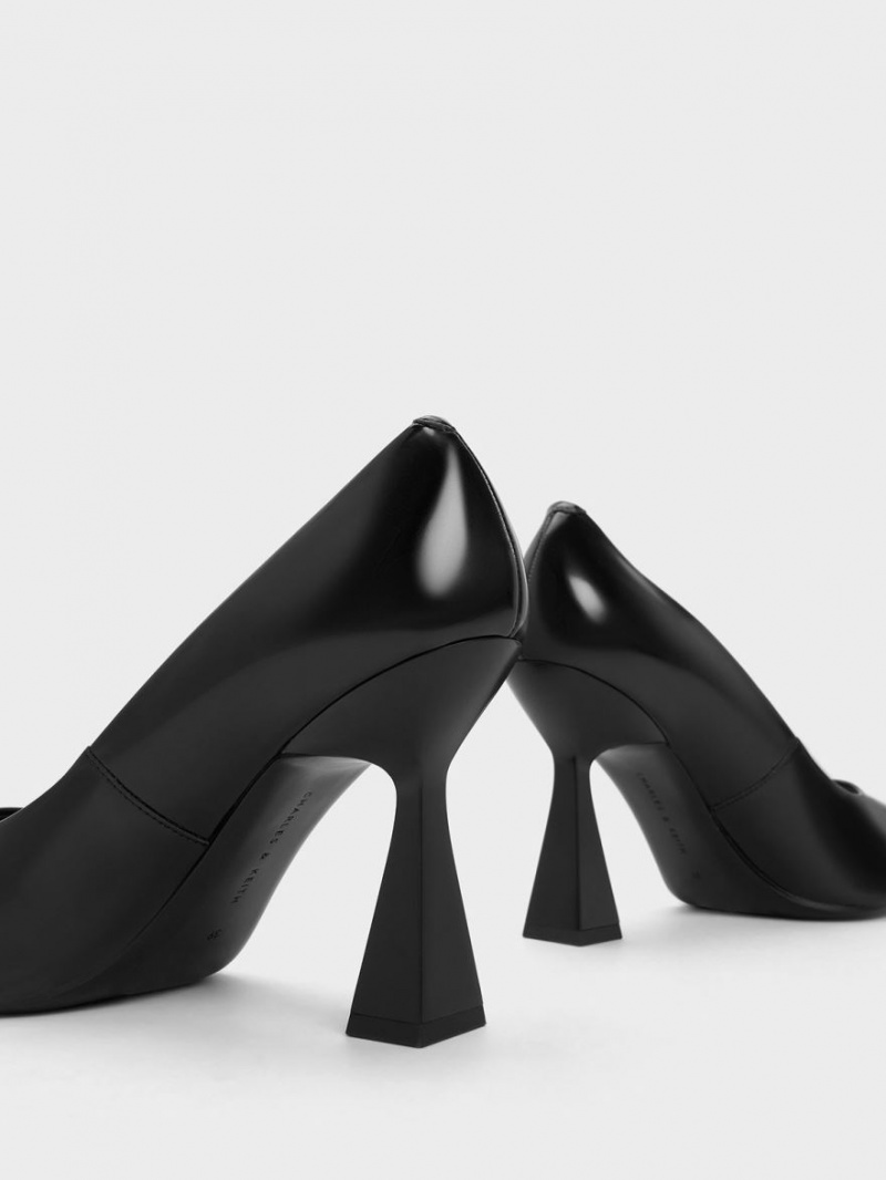 Pumps Charles & Keith Trapeze Heel Pointed-Bombeu Negrii | 098QRVOSI