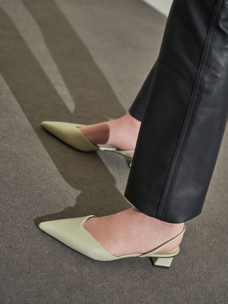 Pumps Charles & Keith Trapeze Heel Slingback Verde Menta | 159HWUOAE