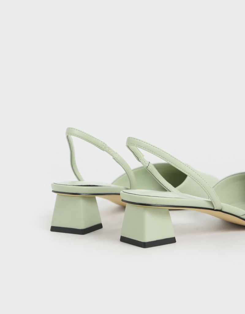 Pumps Charles & Keith Trapeze Heel Slingback Verde Menta | 159HWUOAE