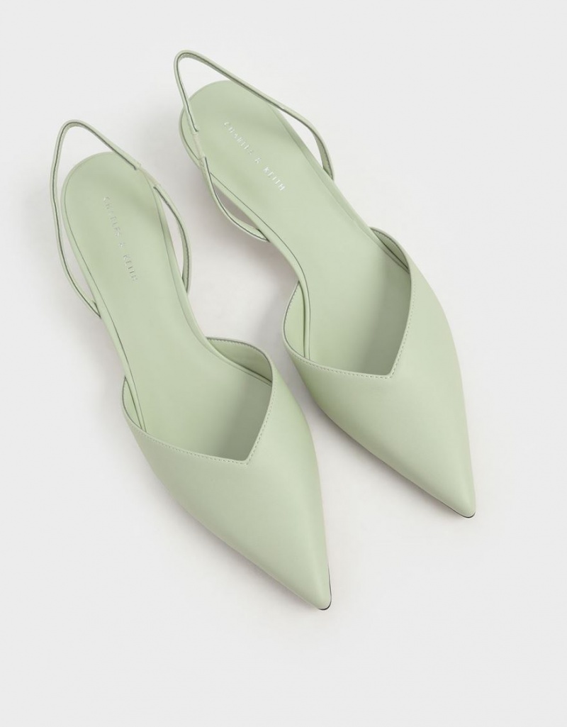Pumps Charles & Keith Trapeze Heel Slingback Verde Menta | 159HWUOAE