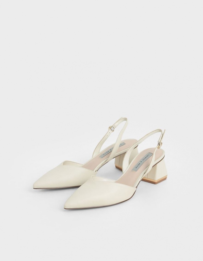 Pumps Charles & Keith Trapeze Heel Slingback Albi | 245TWJVOY