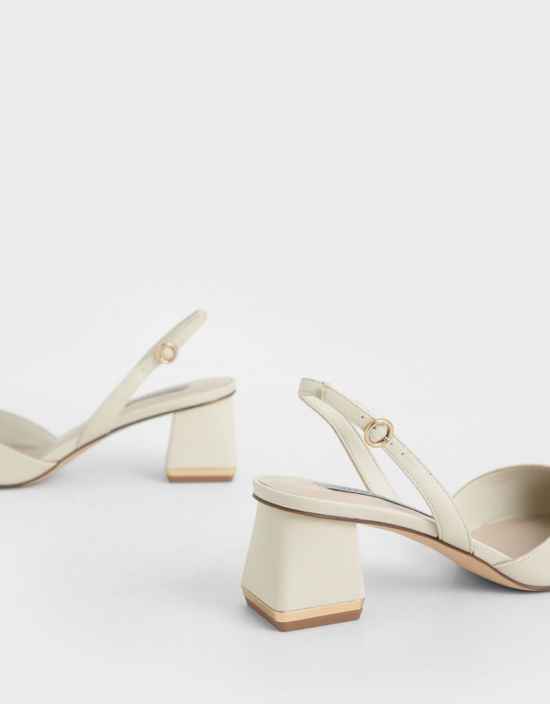 Pumps Charles & Keith Trapeze Heel Slingback Albi | 245TWJVOY
