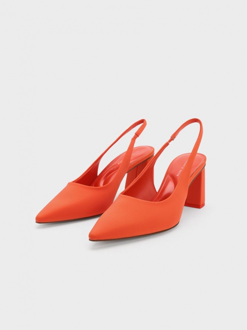 Pumps Charles & Keith Trapeze Heel Slingback Portocalii | 401SHEAIT