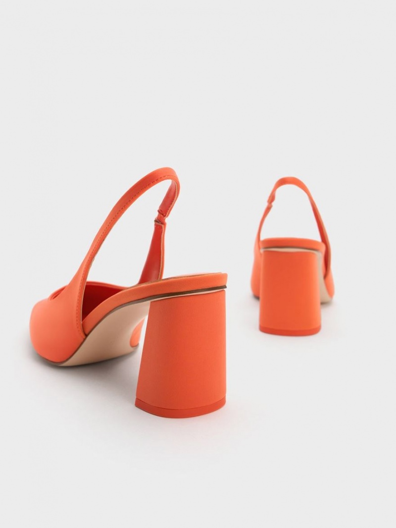 Pumps Charles & Keith Trapeze Heel Slingback Portocalii | 401SHEAIT