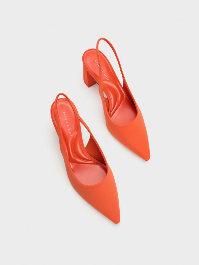 Pumps Charles & Keith Trapeze Heel Slingback Portocalii | 401SHEAIT