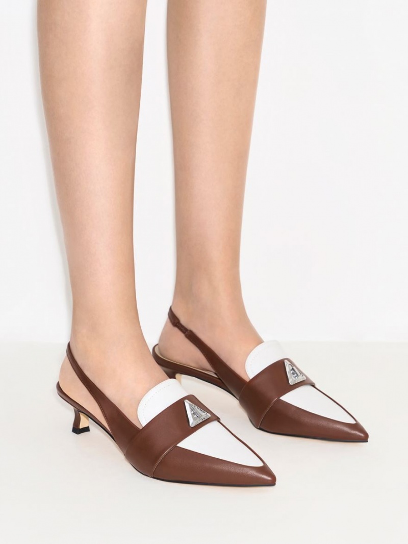 Pumps Charles & Keith Trice Metallic Accent Pointed-Bombeu Slingback Maro | 638EJQRXN