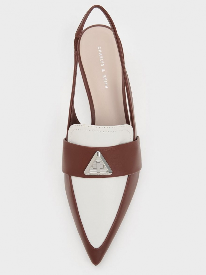 Pumps Charles & Keith Trice Metallic Accent Pointed-Bombeu Slingback Maro | 638EJQRXN