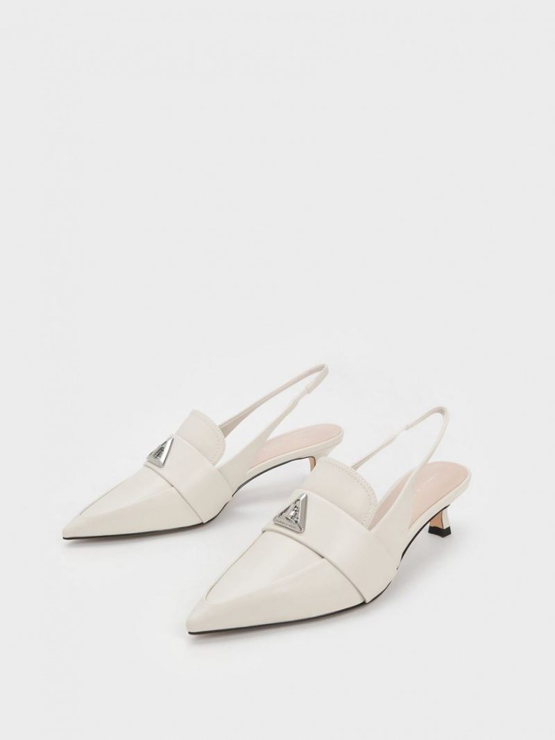 Pumps Charles & Keith Trice Metallic Accent Pointed-Bombeu Slingback Albi | 423UVFGCB