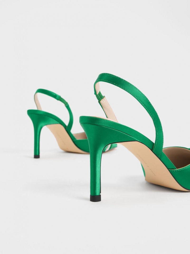 Pumps Charles & Keith Twist Detail Satin Slingback Verzi | 169GLVBWD