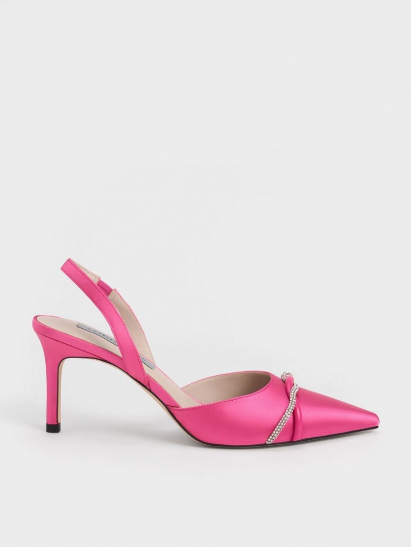 Pumps Charles & Keith Twist Detail Satin Slingback Roz | 312WNQVBG
