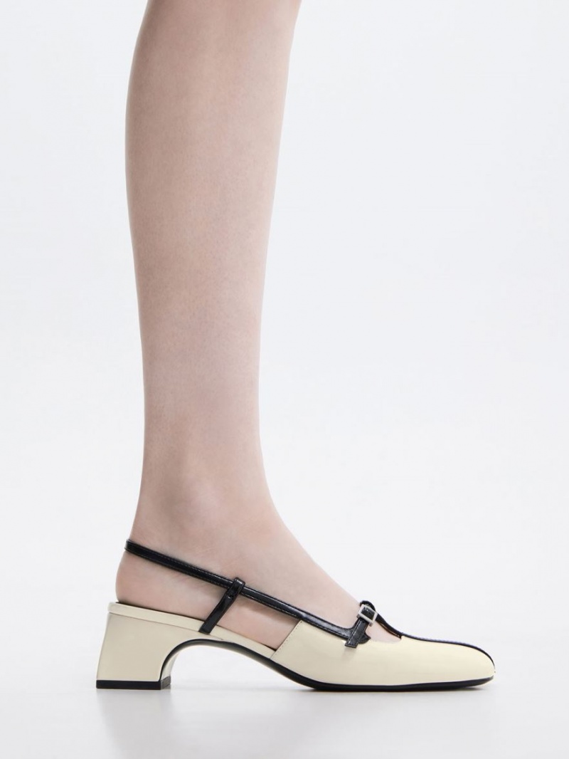 Pumps Charles & Keith Two-Tone T-Bar Slingback Albi | 815DQZYJR