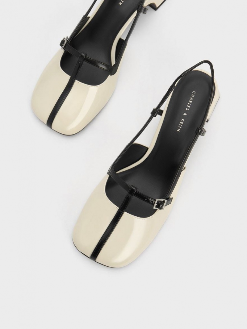 Pumps Charles & Keith Two-Tone T-Bar Slingback Albi | 815DQZYJR