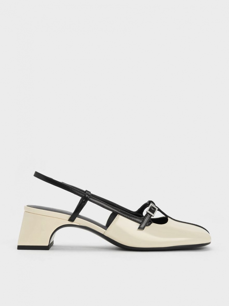 Pumps Charles & Keith Two-Tone T-Bar Slingback Albi | 815DQZYJR