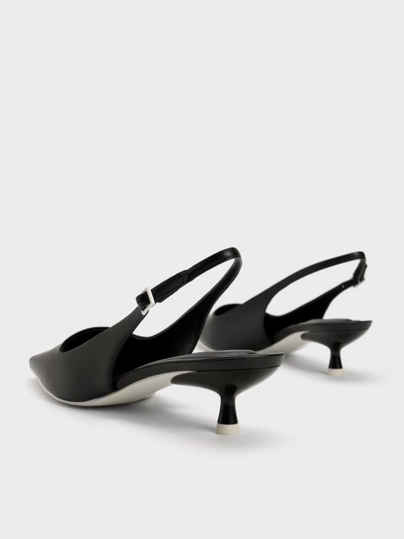 Pumps Charles & Keith Vita Square-Bombeu Slingback Negrii | 285MJFGTU