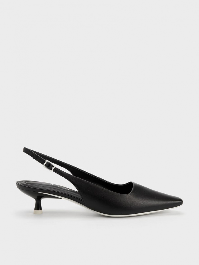 Pumps Charles & Keith Vita Square-Bombeu Slingback Negrii | 285MJFGTU