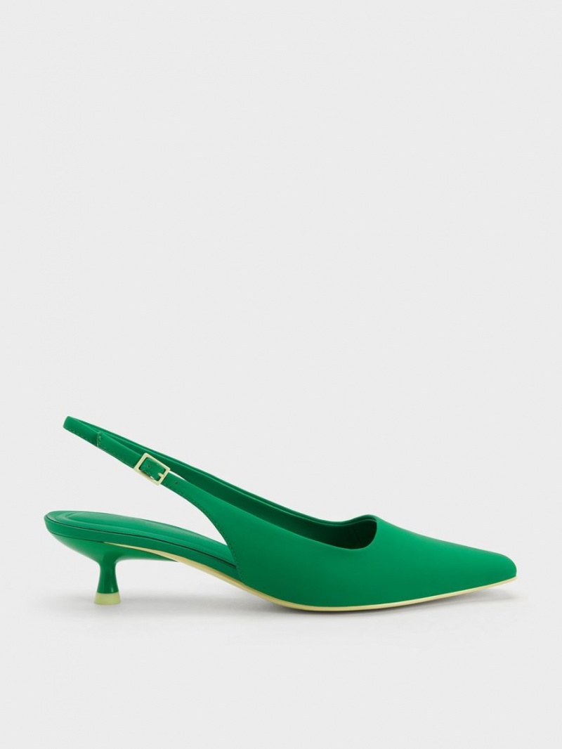 Pumps Charles & Keith Vita Square-Bombeu Slingback Verzi | 351NJPLKE