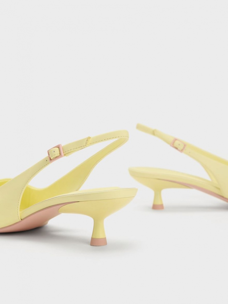 Pumps Charles & Keith Vita Square-Bombeu Slingback Galbeni | 094VKYRDQ