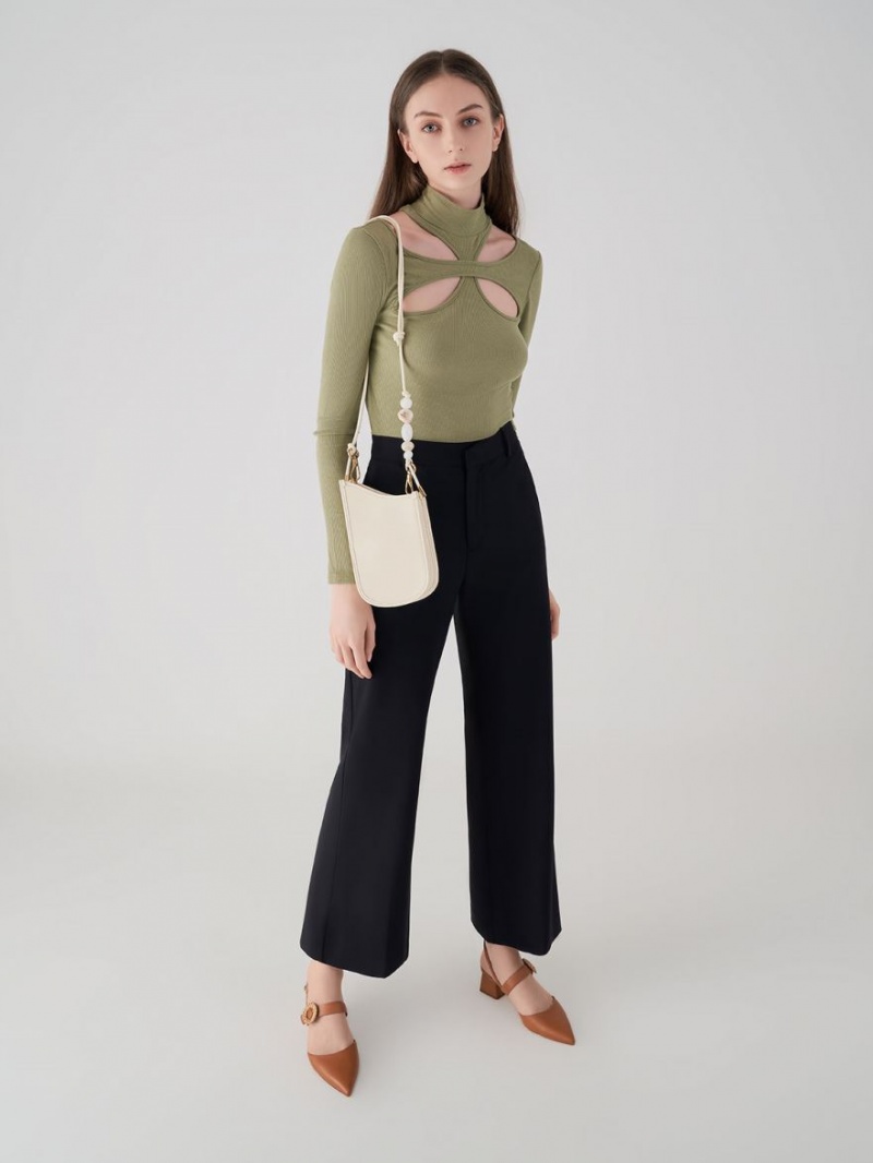 Pumps Charles & Keith Woven Cu Catarama Slingback Toc Maro | 102KYHLGN