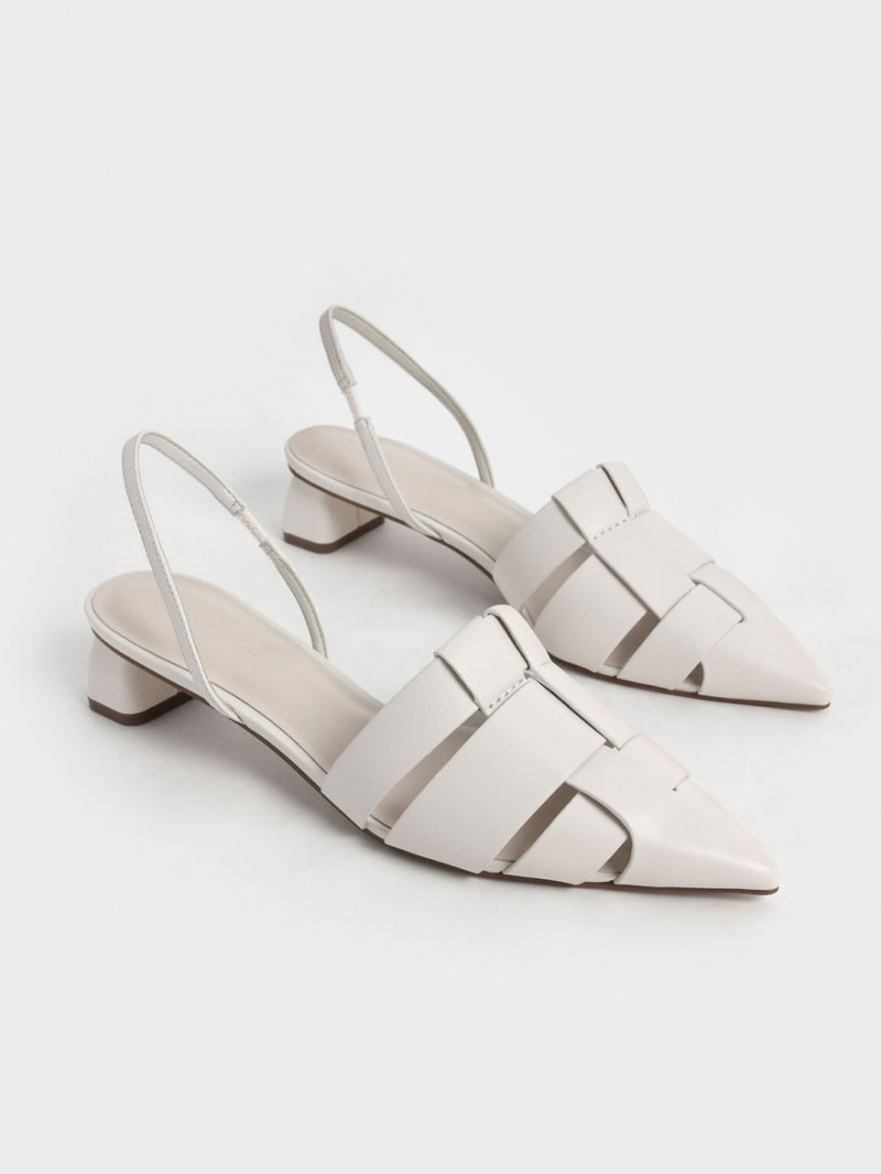 Pumps Charles & Keith Woven Slingback Albi | 958FGSUTH