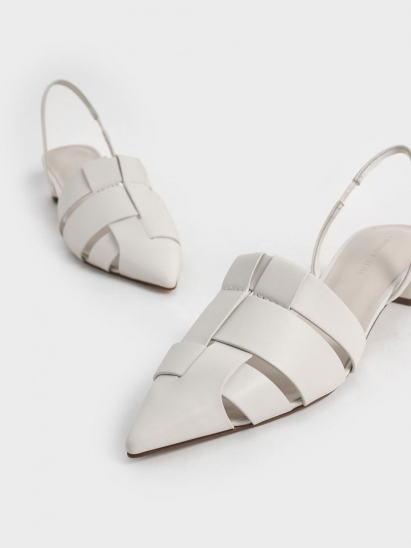 Pumps Charles & Keith Woven Slingback Albi | 958FGSUTH