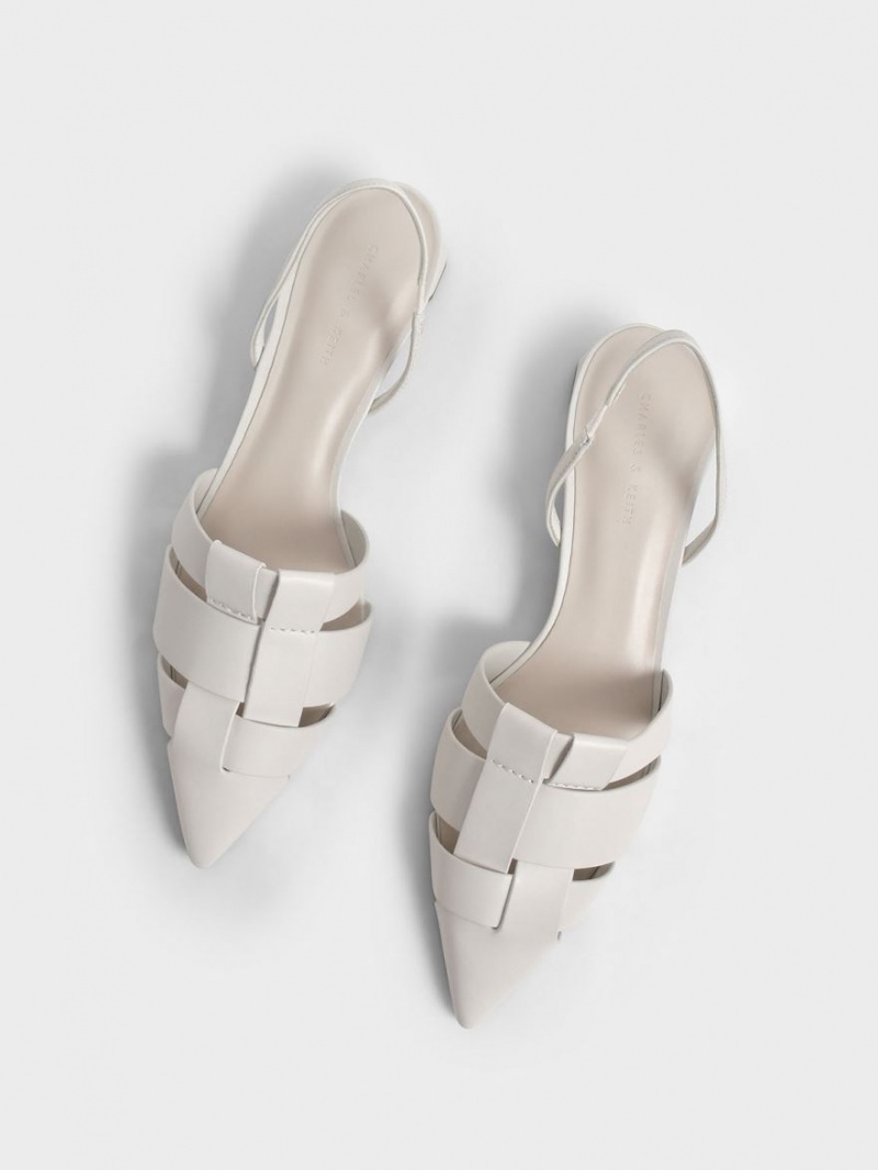 Pumps Charles & Keith Woven Slingback Albi | 958FGSUTH
