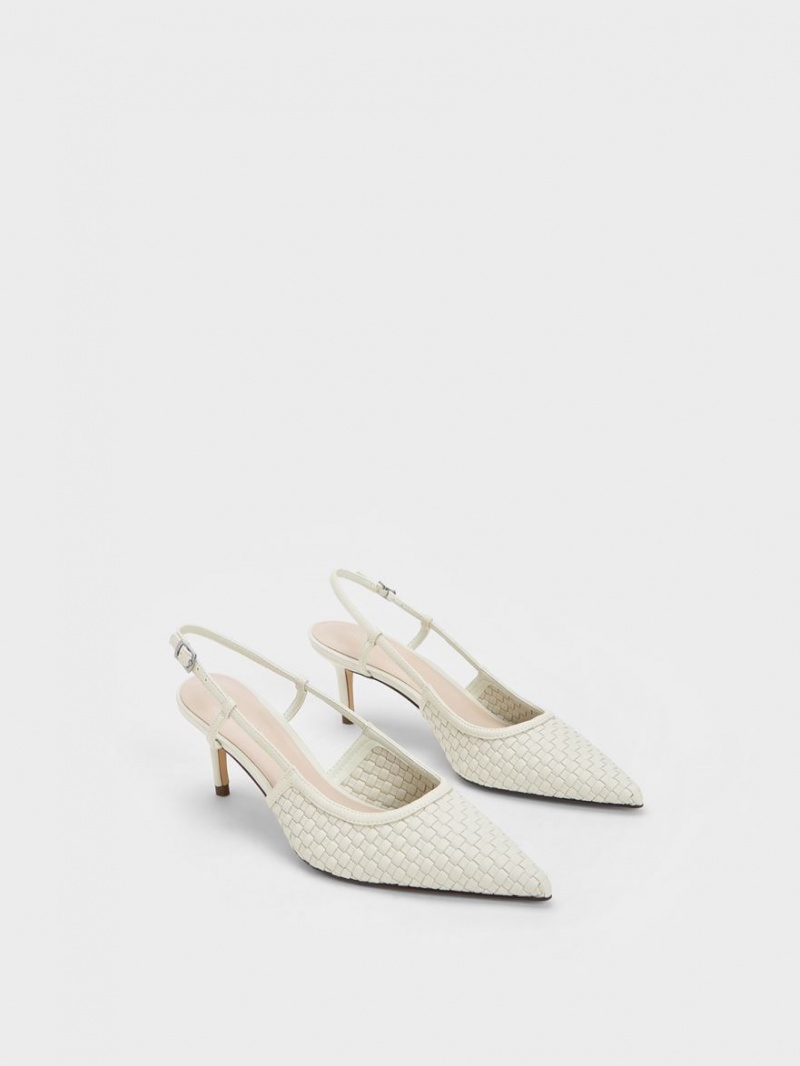 Pumps Charles & Keith Woven Slingback Albi | 836EYFSWN