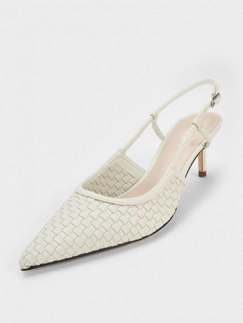 Pumps Charles & Keith Woven Slingback Albi | 836EYFSWN