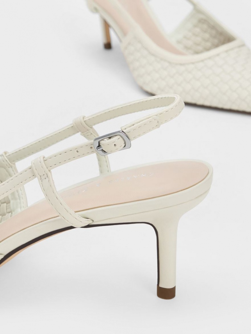 Pumps Charles & Keith Woven Slingback Albi | 836EYFSWN