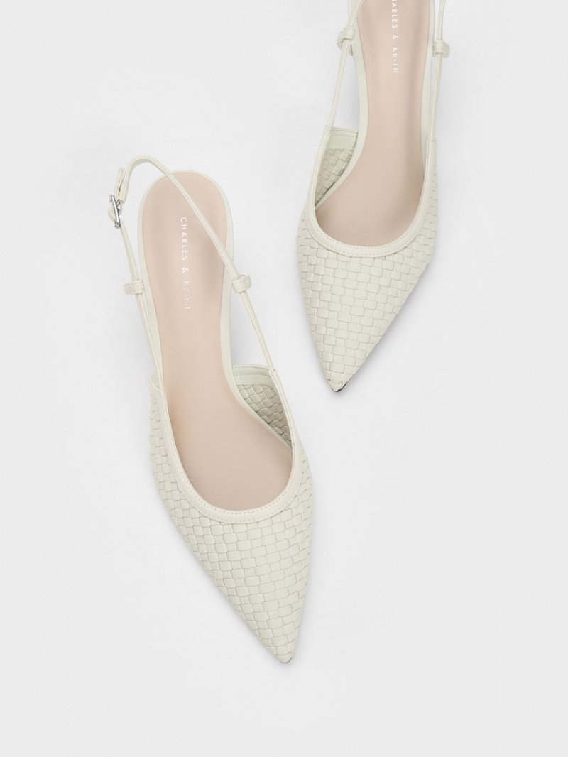 Pumps Charles & Keith Woven Slingback Albi | 836EYFSWN
