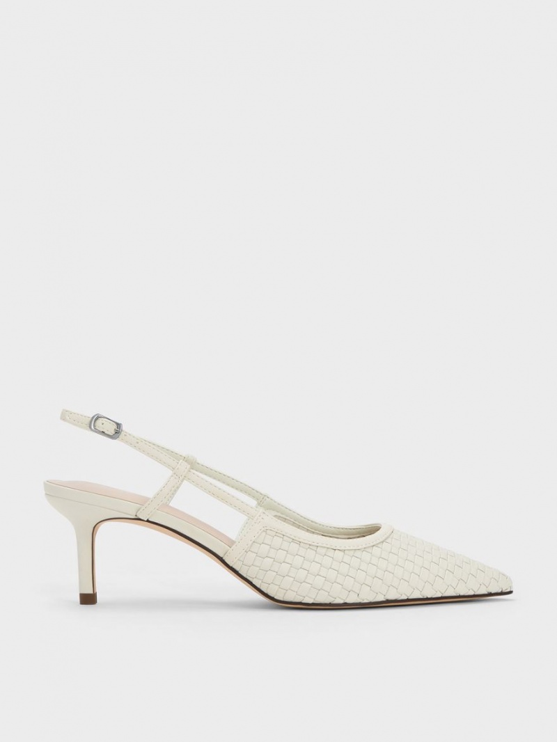 Pumps Charles & Keith Woven Slingback Albi | 836EYFSWN