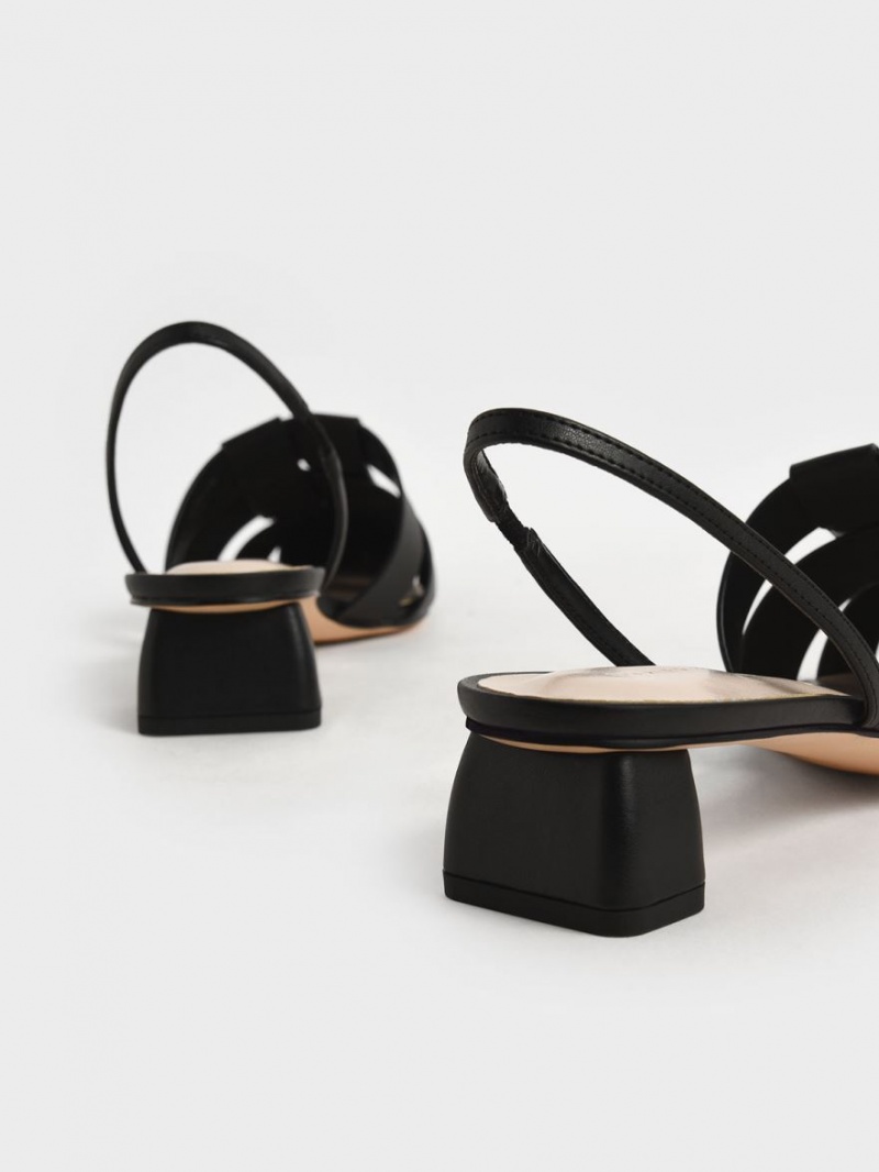 Pumps Charles & Keith Woven Slingback Negrii | 012CZIMKO