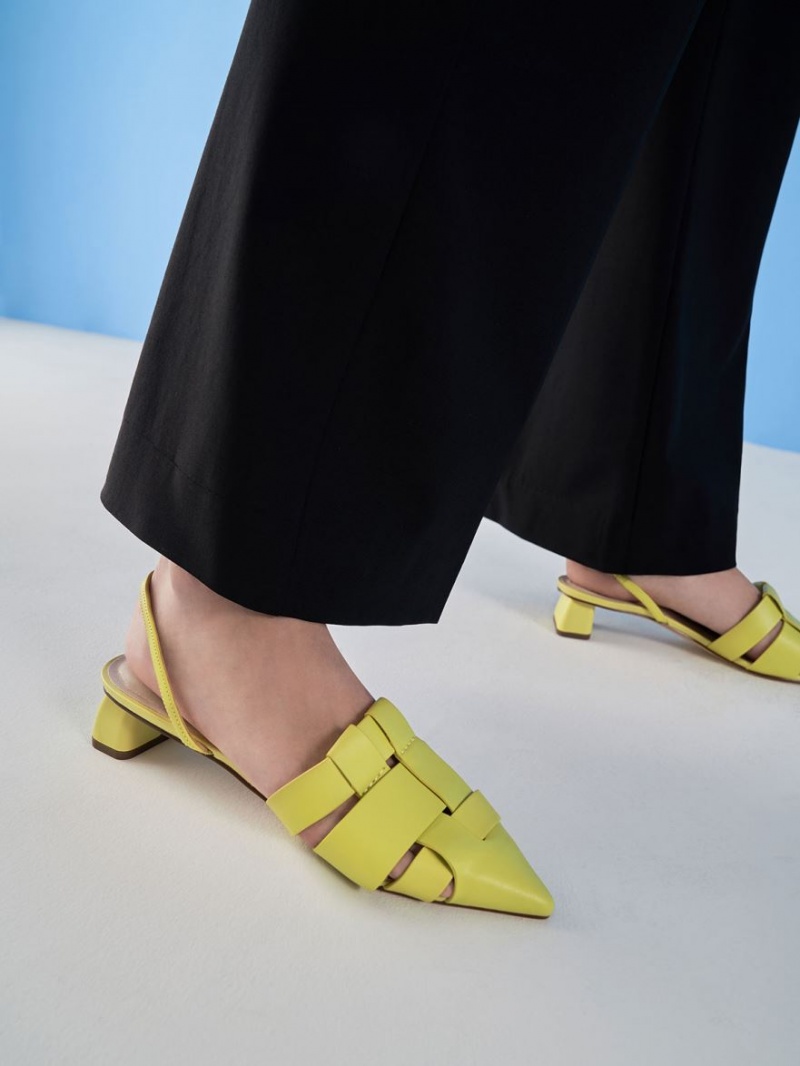 Pumps Charles & Keith Woven Slingback Verzi Deschis | 584NYZORX