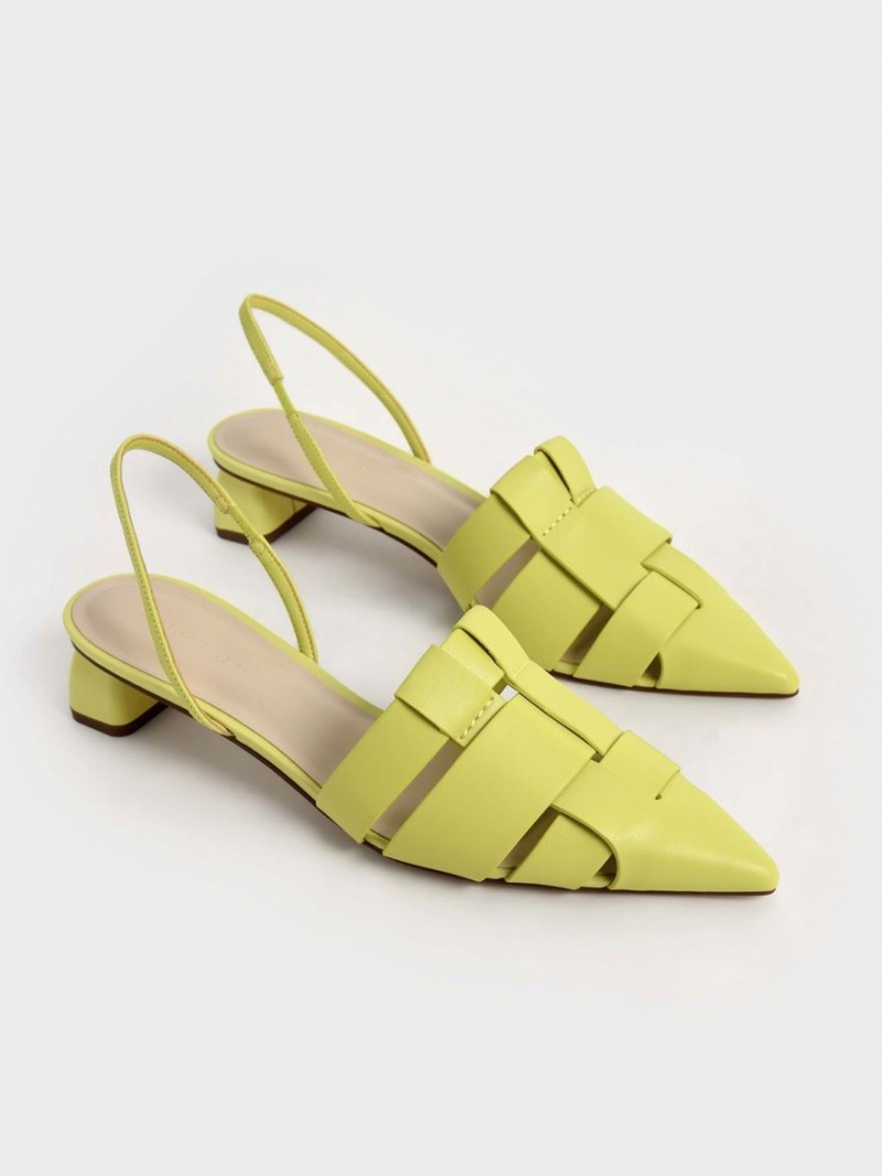 Pumps Charles & Keith Woven Slingback Verzi Deschis | 584NYZORX