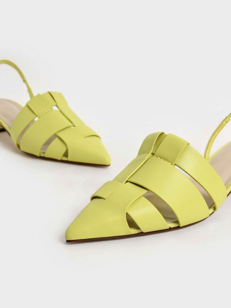 Pumps Charles & Keith Woven Slingback Verzi Deschis | 584NYZORX