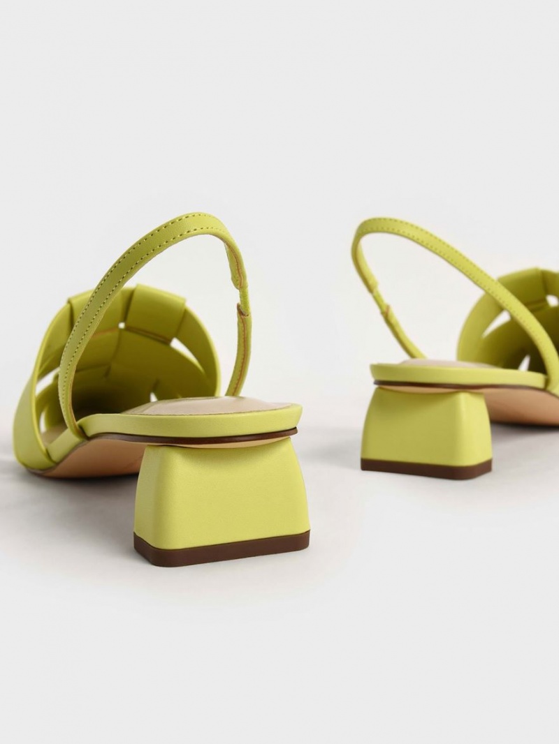 Pumps Charles & Keith Woven Slingback Verzi Deschis | 584NYZORX