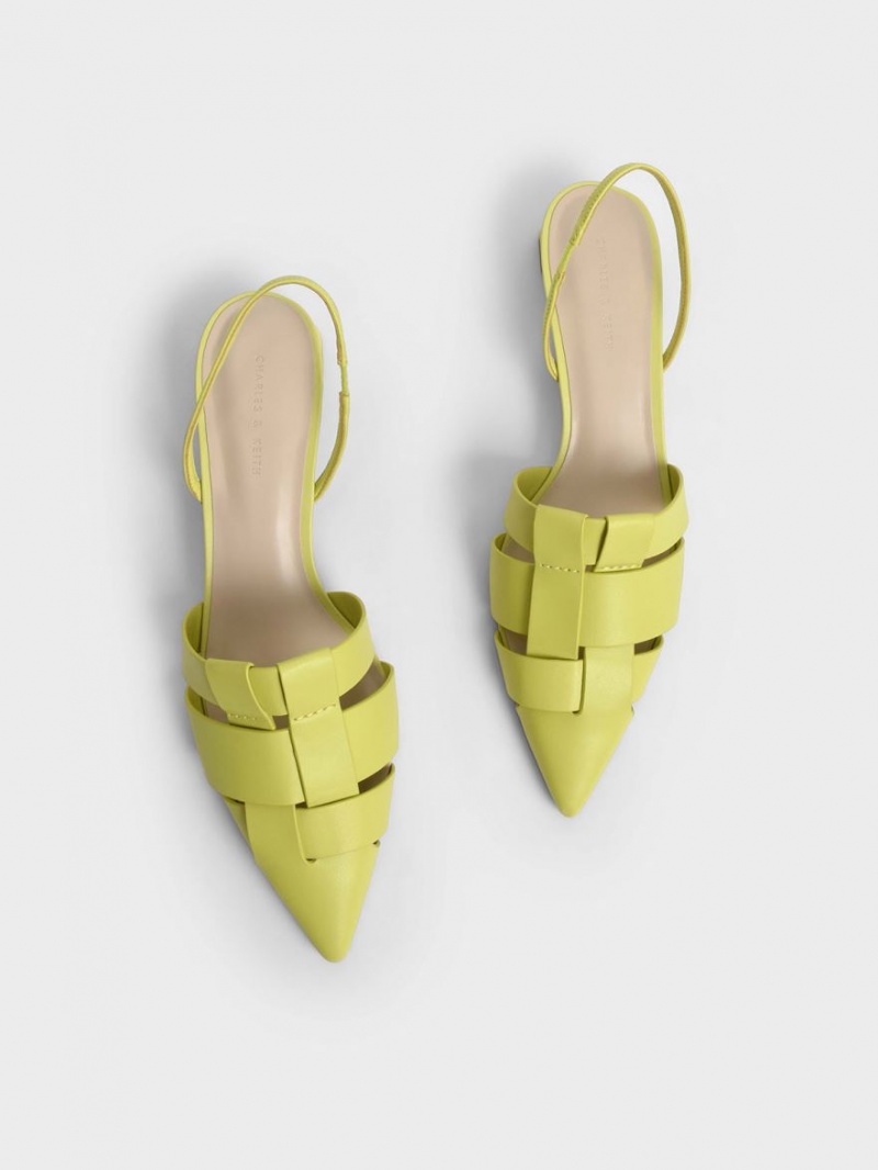 Pumps Charles & Keith Woven Slingback Verzi Deschis | 584NYZORX