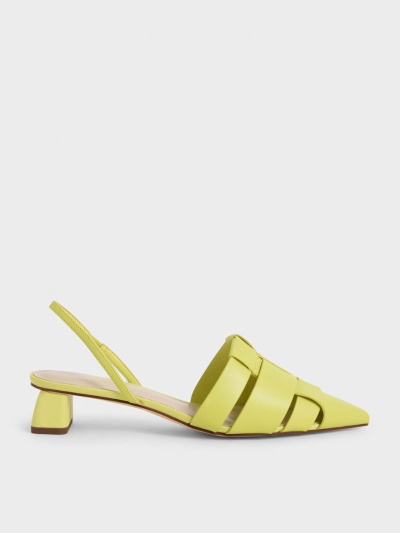 Pumps Charles & Keith Woven Slingback Verzi Deschis | 584NYZORX