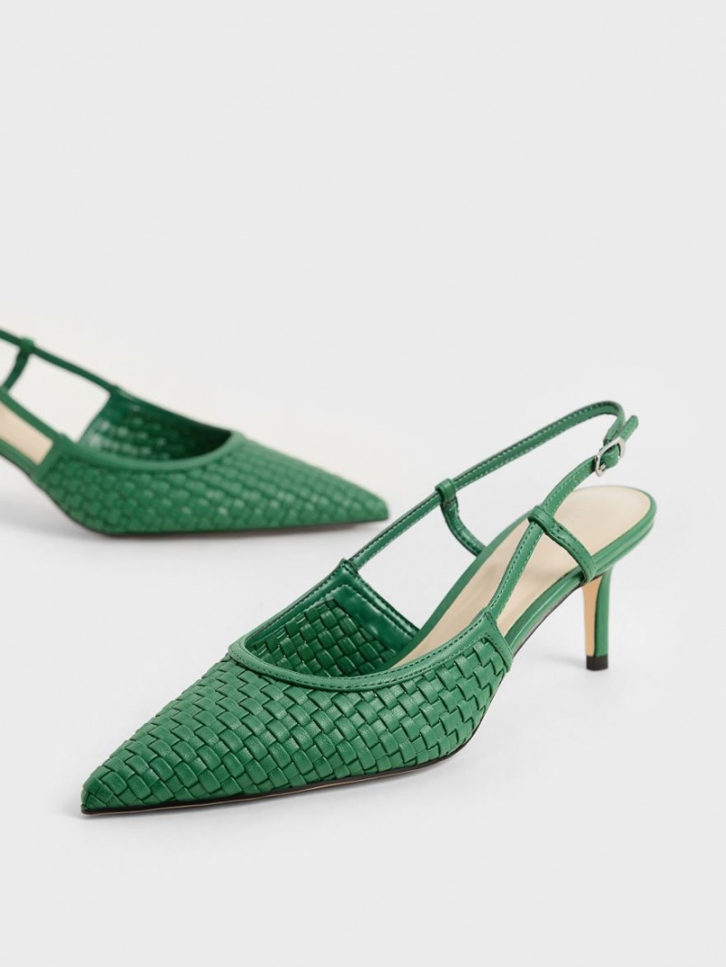 Pumps Charles & Keith Woven Slingback Verzi | 319MZVFXY
