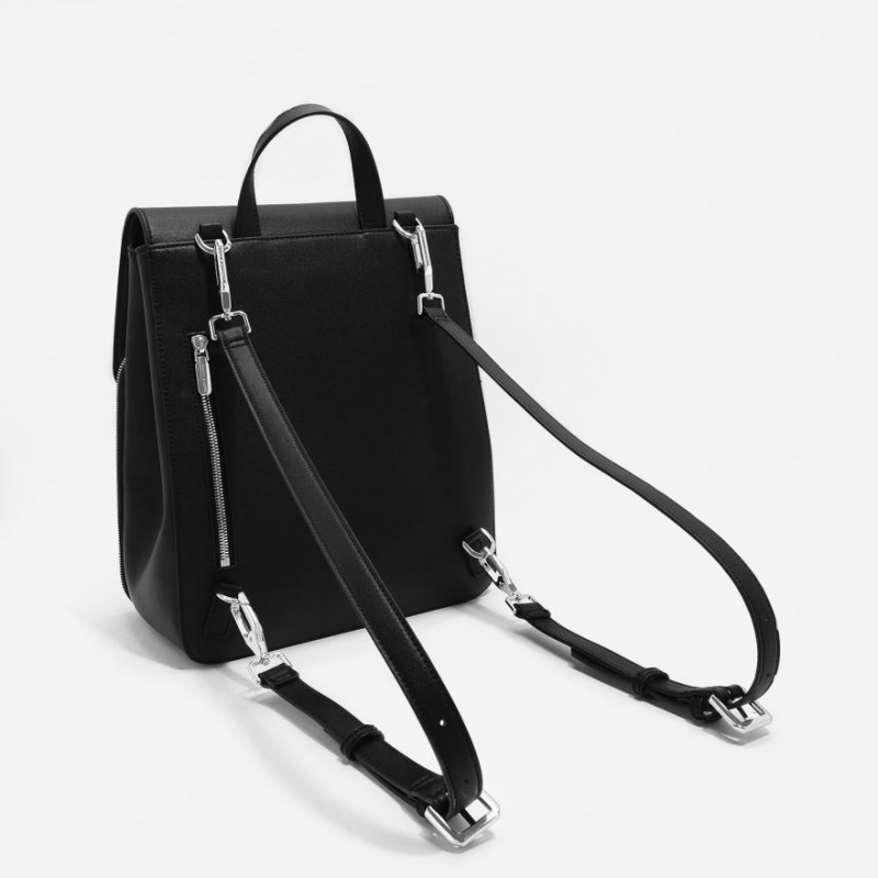 Rucsac Charles & Keith Front Flap Structured Negrii | 285QWSIHA