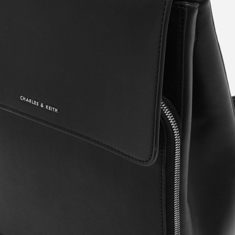 Rucsac Charles & Keith Front Flap Structured Negrii | 285QWSIHA