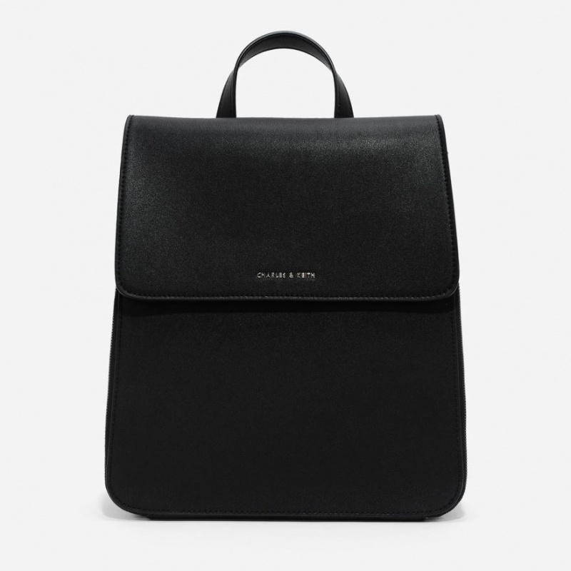 Rucsac Charles & Keith Front Flap Structured Negrii | 285QWSIHA