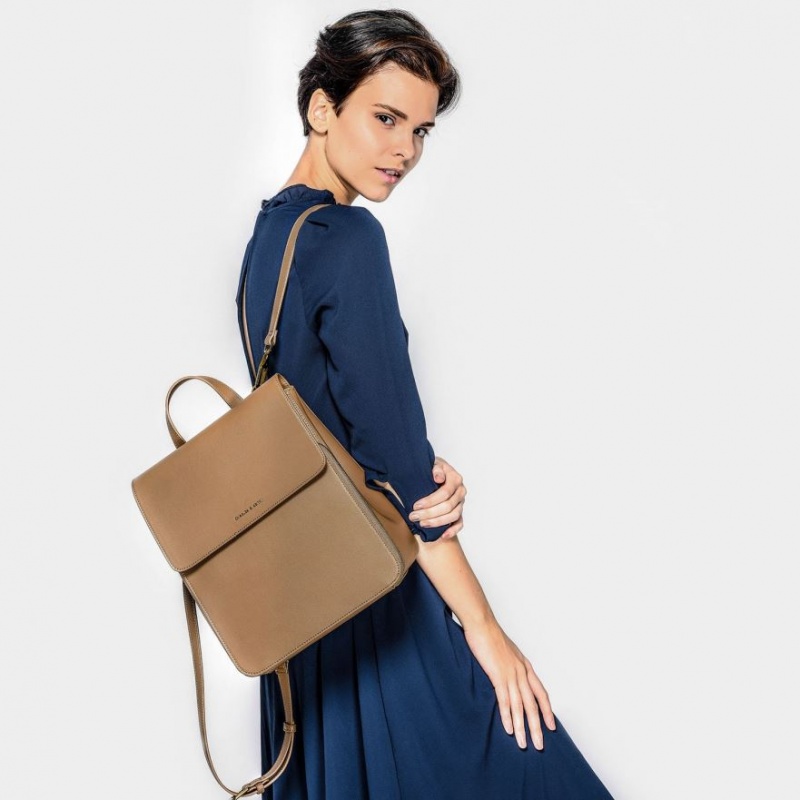 Rucsac Charles & Keith Front Flap Structured Maro | 374FBLATK