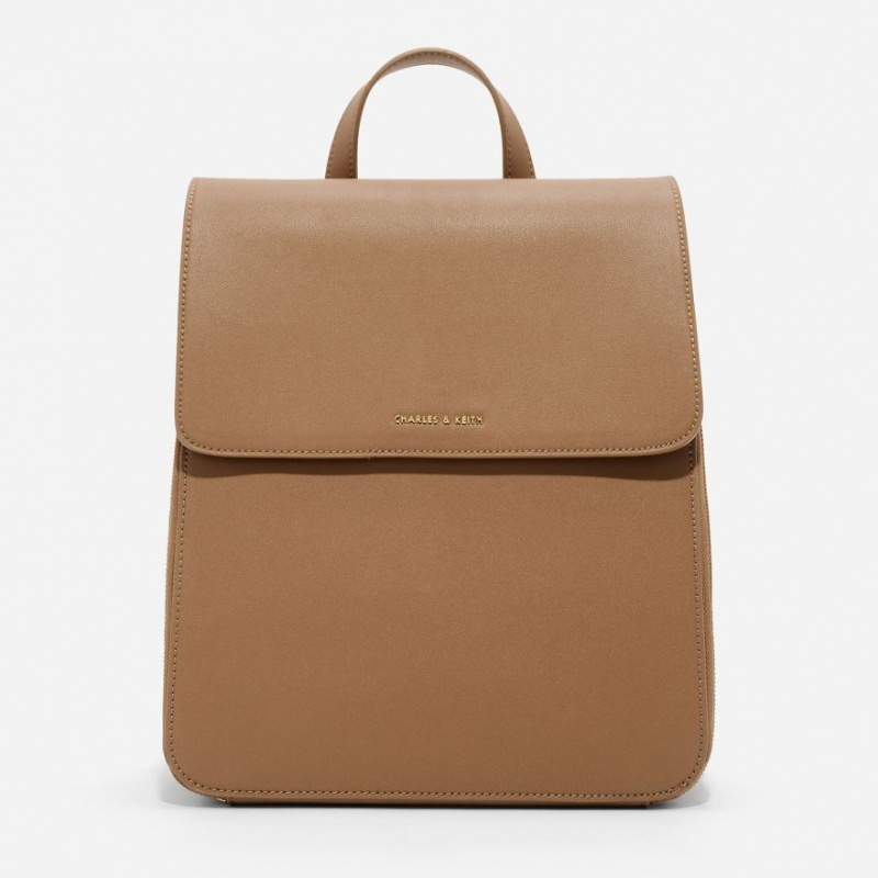 Rucsac Charles & Keith Front Flap Structured Maro | 374FBLATK