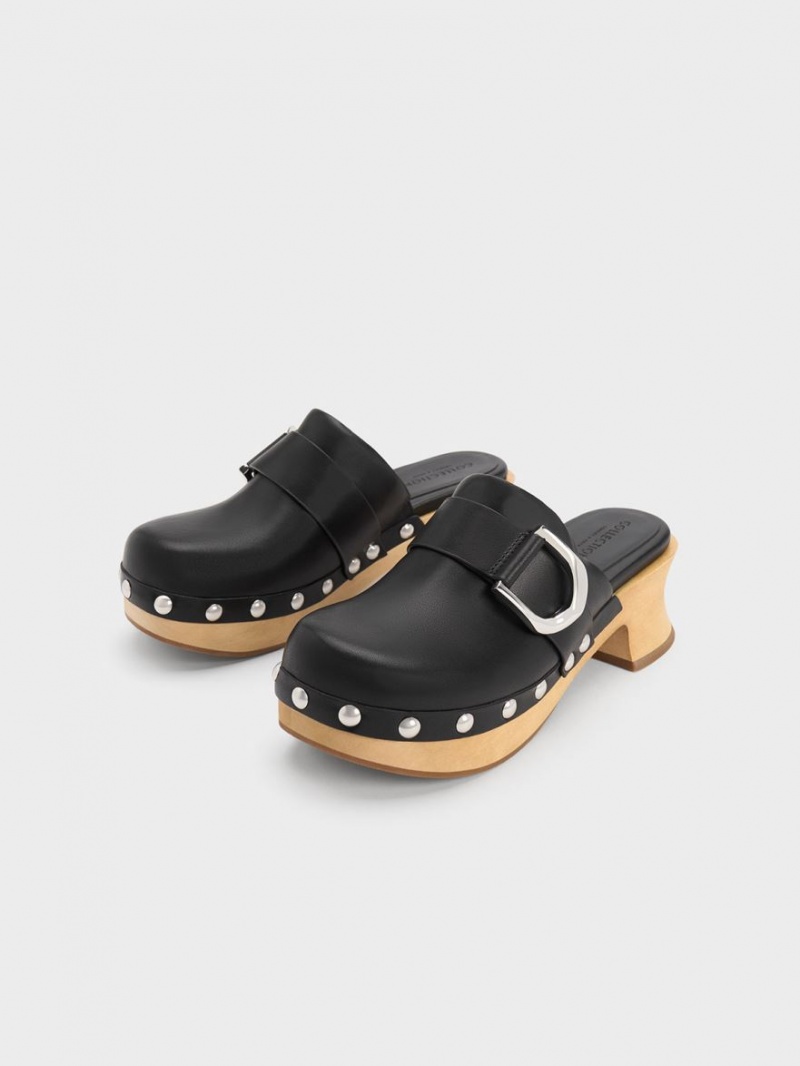 Saboti Charles & Keith Gabine Studded Piele Negrii | 126BMSUIF