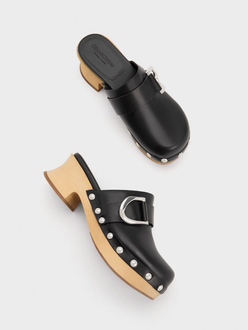 Saboti Charles & Keith Gabine Studded Piele Negrii | 126BMSUIF